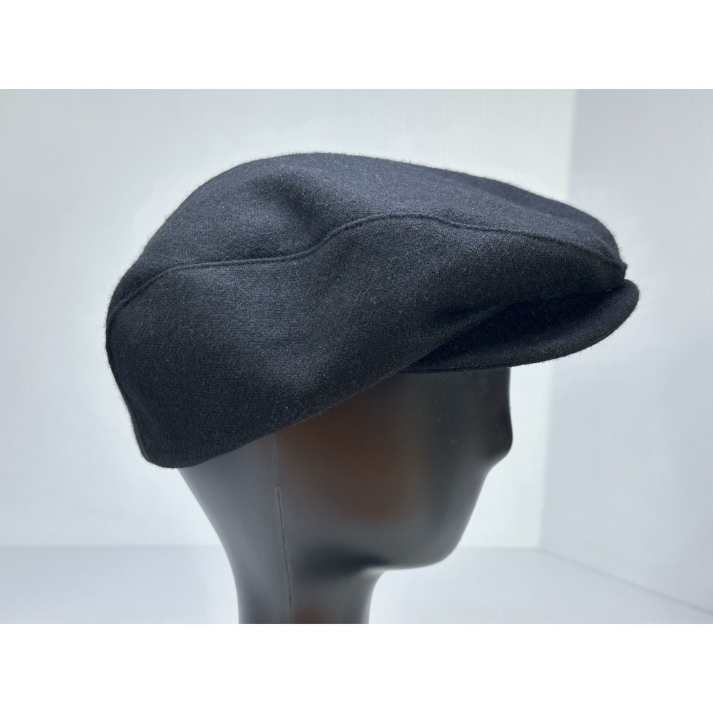 FLAT NEWSBOY CAP HAT SIZE MEDIUM BLACK WOOL BLEND